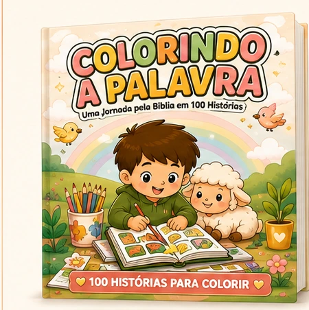 Capa do ebook Colorindo a Palavra, um livro infantil de colorir com histórias bíblicas
