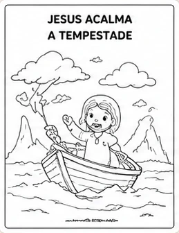 Ilustração para colorir da história Jesus acalma a tempestade