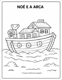 Ilustração para colorir da história Noé constrói a arca